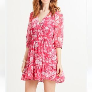 Ba&sh Ulia Floral Mini Dress in Rose Pink Size Small